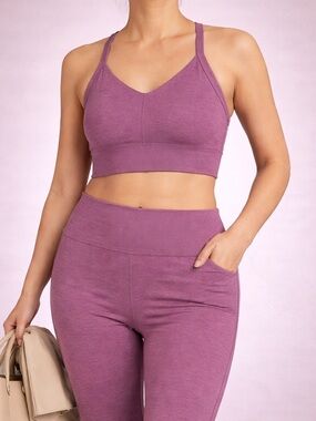 Sweaty Betty Super Sculpt 7/8 Leggings Bra Set M Mauve Athleisure Model Off Duty